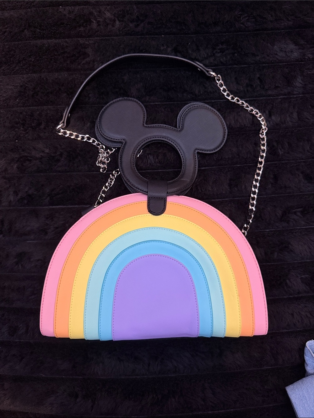 Rainbow Arch Crossbody Bag with Black Mickey Ear Handle